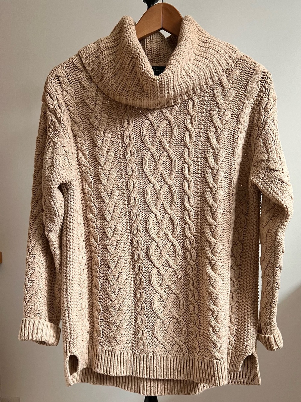 Ralph Lauren Cable Knit Turtleneck Sweater in Beige